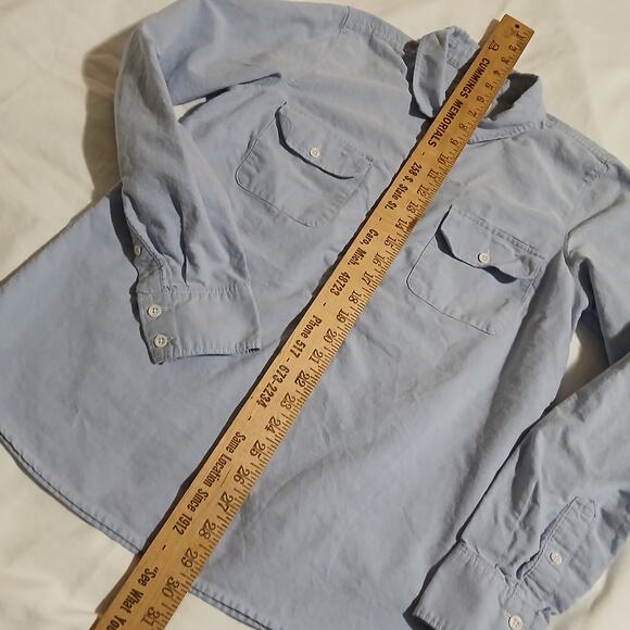 J Crew Women's sz 0 blue oxford half-button long-sleeve tunic blouse 100% cotton - Picture 5 of 11